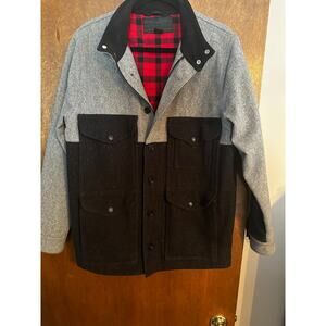 FILSON MACKINAW WOOL CRUISER TWO TONE GRAY JACKET; SIZE S
